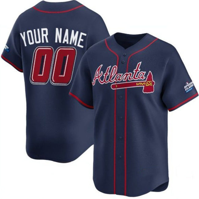 Custom Atlanta Braves Active Player Navy MWATKINS 2025 Speedway Classic Alternate Limited Stitched Jersey