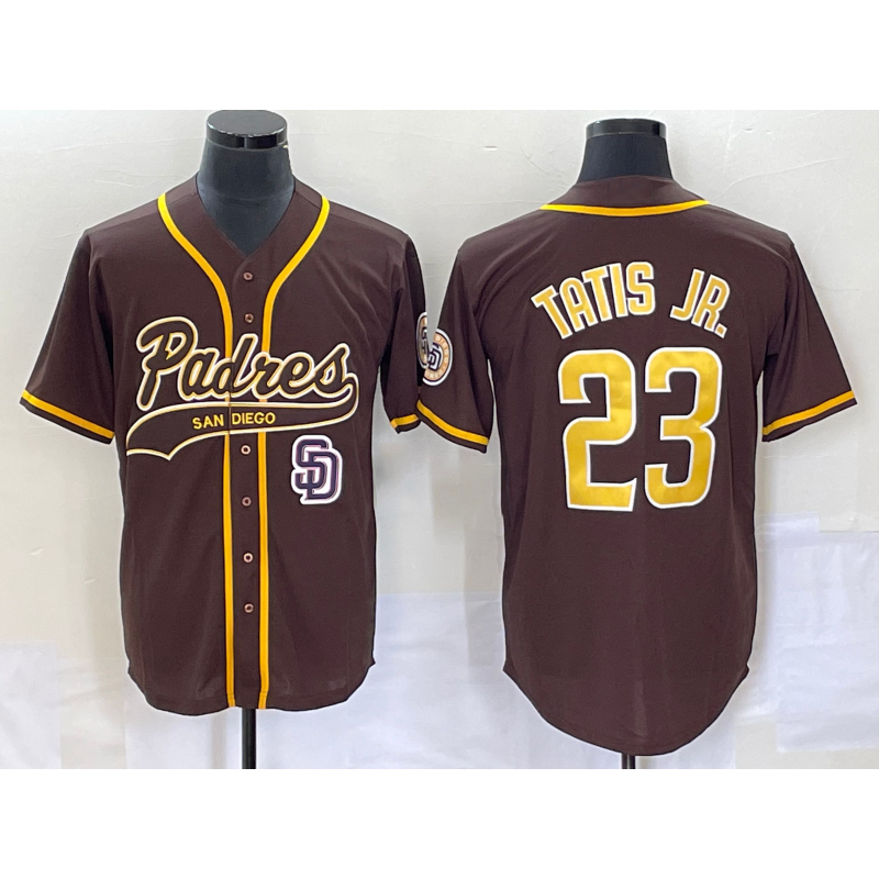 San Diego Padres #23 Fernando Tatis Jr Brown MWATKINS NEW 2023 Cool Base Stitched Jersey 2