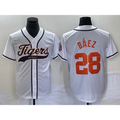 Detroit Tigers #28 Javier B¨¢ez MWATKINS White Cool Base Stitched Jersey