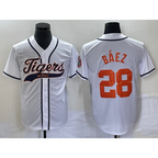Detroit Tigers #28 Javier B¨¢ez MWATKINS White Cool Base Stitched Jersey