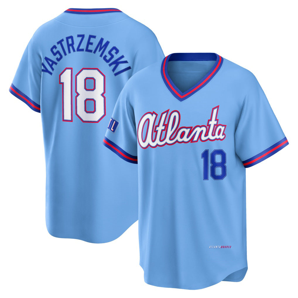 Atlanta Braves #18 Mike Yastrzemski Powder Blue MWATKINS 2026 City Connect Stadium Jersey