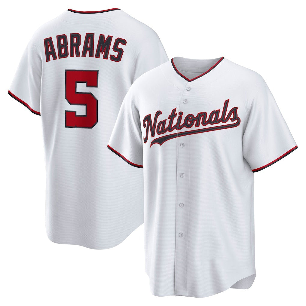 Washington Nationals #5 CJ Abrams White MWATKINS Home Replica Jersey
