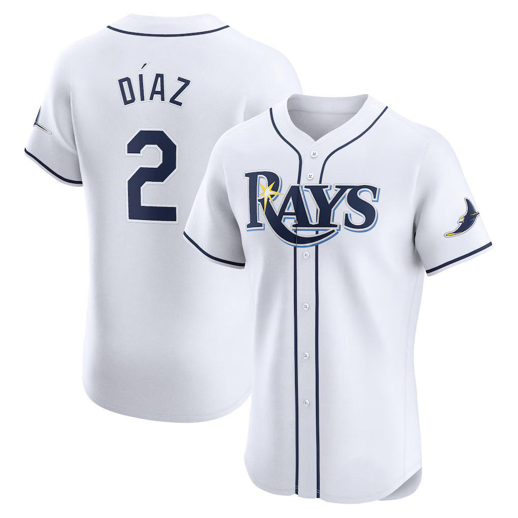 Tampa Bay Rays #2 Yandy Diaz White MWATKINS Home Elite Player Jersey