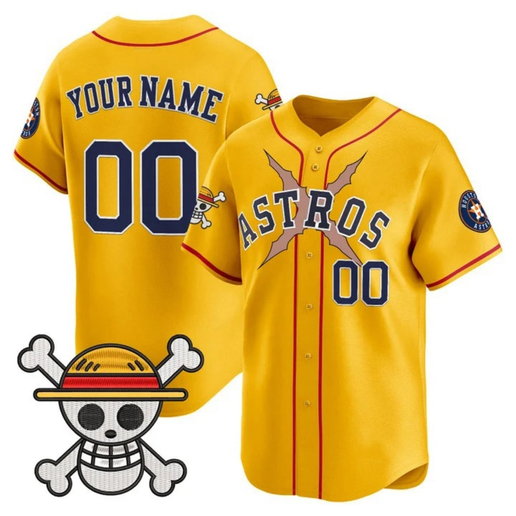 Custom Houston Astros x One Piece Gold MWATKINS Vapor Premier Limited Jersey - Stitched