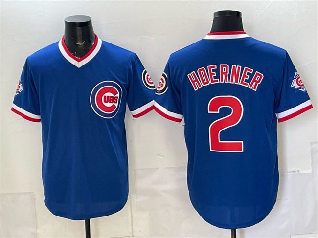 Chicago Cubs #2 Nico Hoerner Royal MWATKINS 150th Anniversary Throwback Vapor Limited Stitched Jersey
