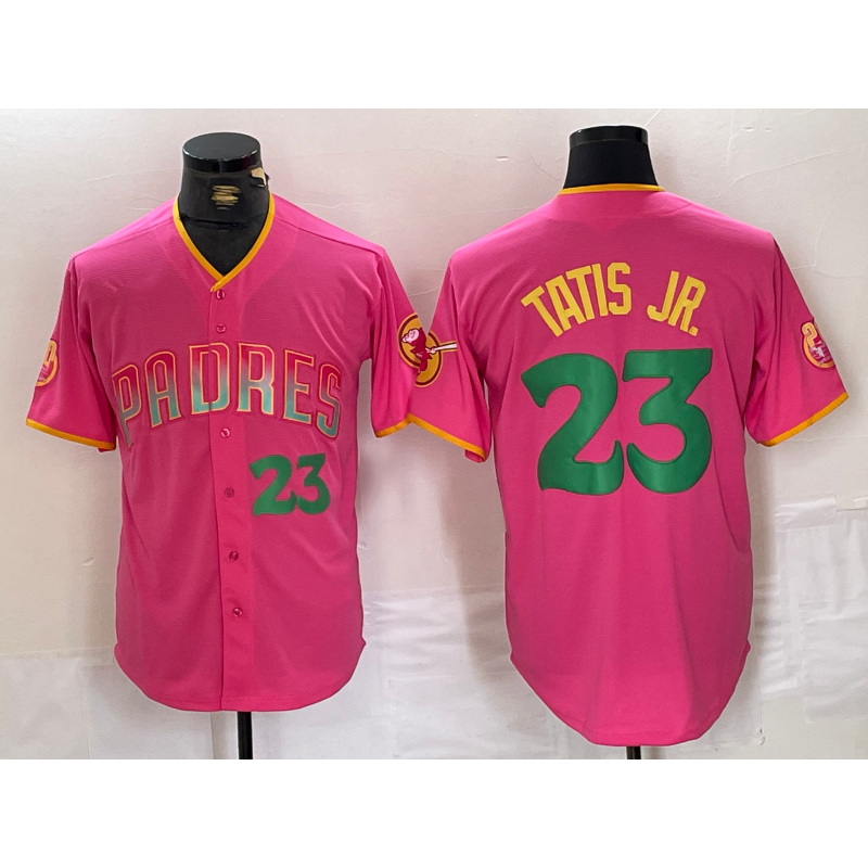 San Diego Padres #23 Fernando Tatis Jr. Pink MWATKINS Cool Base Stitched Jerseys