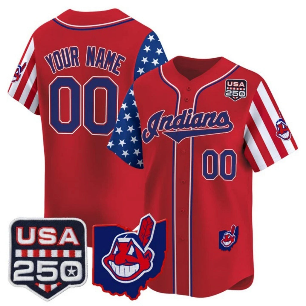 Custom Cleveland Indians Red MWATKINS America 250 Edition Vapor Premier Limited Jersey - All Stitched