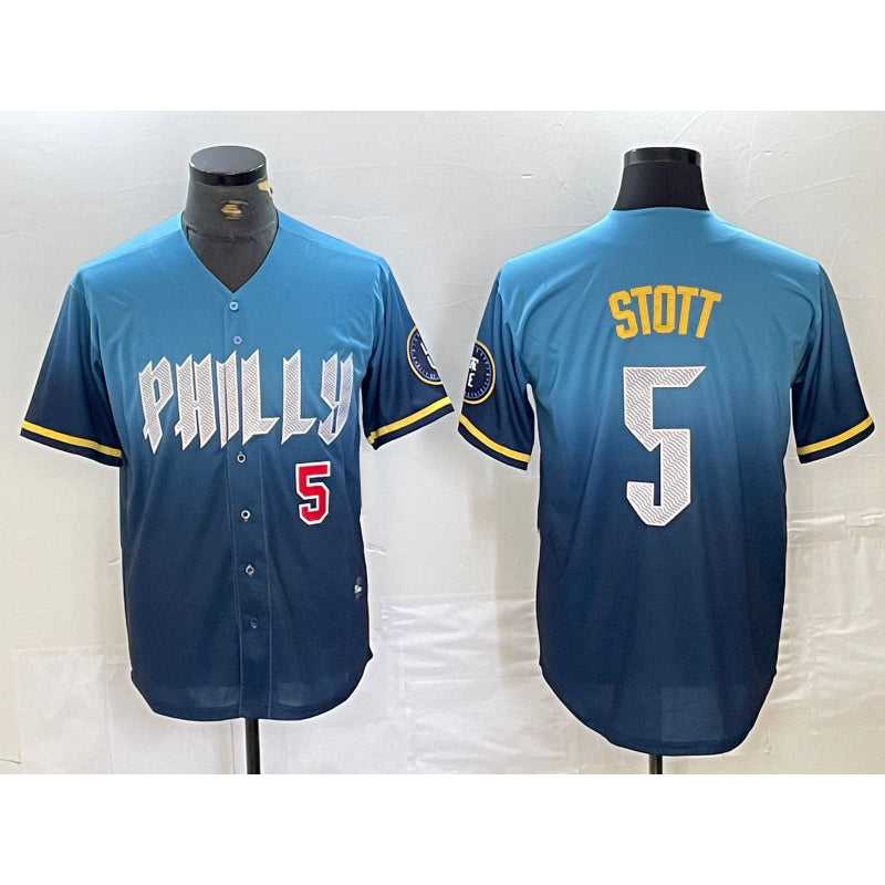 Philadelphia Phillies #5 Bryson Stott Blue MWATKINS 2024 City Player Number Cool Base Stitched Jerseys