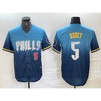 Philadelphia Phillies #5 Bryson Stott Blue MWATKINS 2024 City Player Number Cool Base Stitched Jerseys