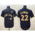 Toronto Blue Jays #22 Ernie Clement Black Gold MWATKINS 2025 American League Champions Limited Stitched Jersey