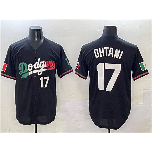 Los Angeles Dodgers #17 Shohei Ohtani Black MWATKINS Mexico Flag Limited Stitched Jersey