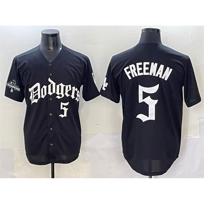 Los Angeles Dodgers #5 Freddie Freeman Black MWATKINS 2025 LA Gothic Style With 2024 World Series Champions Patch Vapor Premier Limited Stitched Jersey