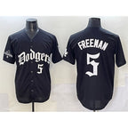 Los Angeles Dodgers #5 Freddie Freeman Black MWATKINS 2025 LA Gothic Style With 2024 World Series Champions Patch Vapor Premier Limited Stitched Jersey