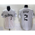 New York Yankees #2 Derek Jeter White MWATKINS Pinstripe 'Gothic Legacy Edition' Vapor Premier Limited Stitched Jersey