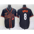 Baltimore Orioles #8 Cal Ripken Jr Black MWATKINS With Patch Cool Base Stitched Jersey