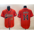 Houston Astros #14 Mauricio Dubon Number Orange MWATKINS With Patch Cool Base Stitched Jersey