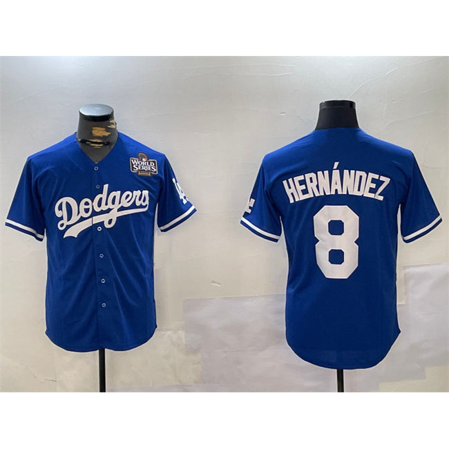 Los Angeles Dodgers #8 Enrique Hernandez Royal MWATKINS 2024 World Series Cool Base Stitched Jersey