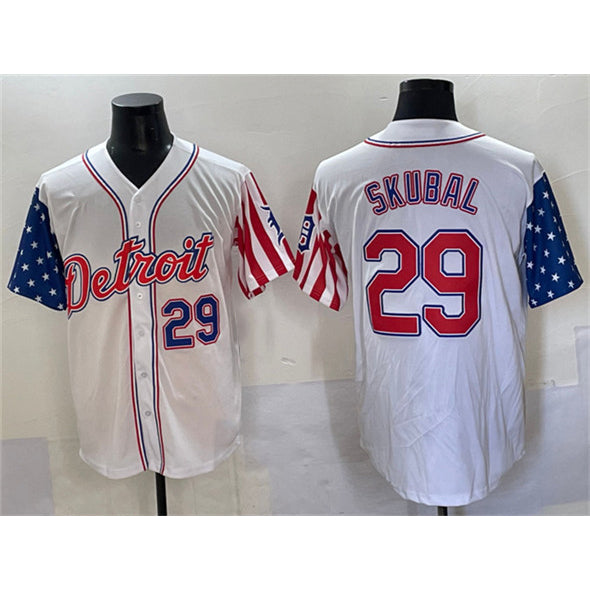 Detroit Tigers #29 Tarik Skubal White MWATKINS 2025 Memorial Day Vapor Premier Limited Stitched Jersey