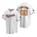 Custom Washington Nationals White Gold MWATKINS 2019 World Series Champions Stitched Cool Base Jersey