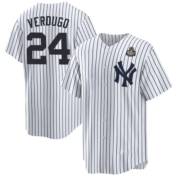 New York Yankees #24 Alex Verdugo White MWATKINS 2024 World Series Cool Base Stitched Jersey