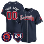 Custom Atlanta Braves Navy MWATKINS 2024 Spring Training Patch Limited Stitched Jersey