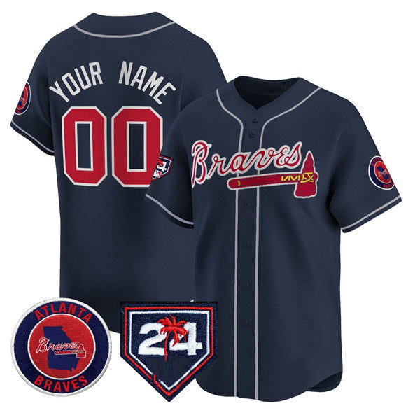 Custom Atlanta Braves Navy MWATKINS 2024 Spring Training Patch Limited Stitched Jersey