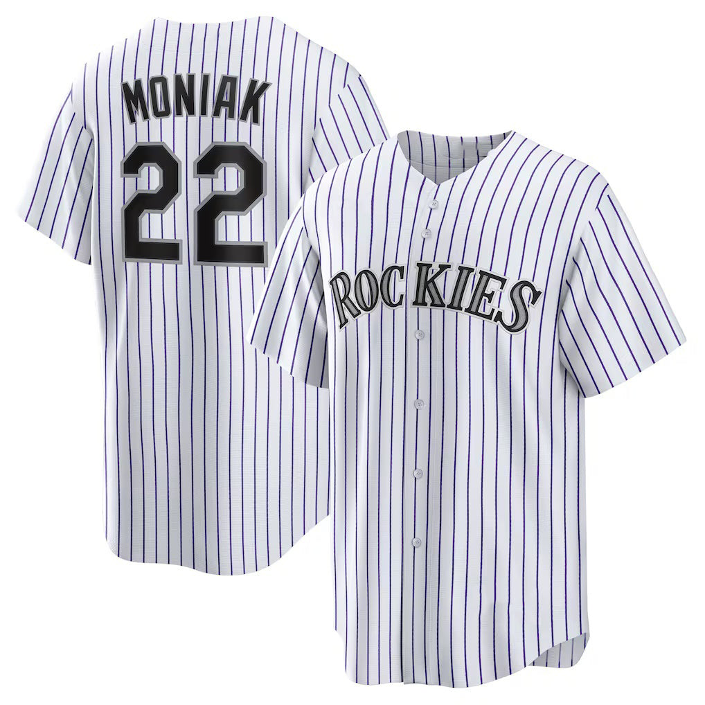 Colorado Rockies #22 Mickey Moniak White MWATKINS Home Replica Jersey