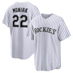 Colorado Rockies #22 Mickey Moniak White MWATKINS Home Replica Jersey