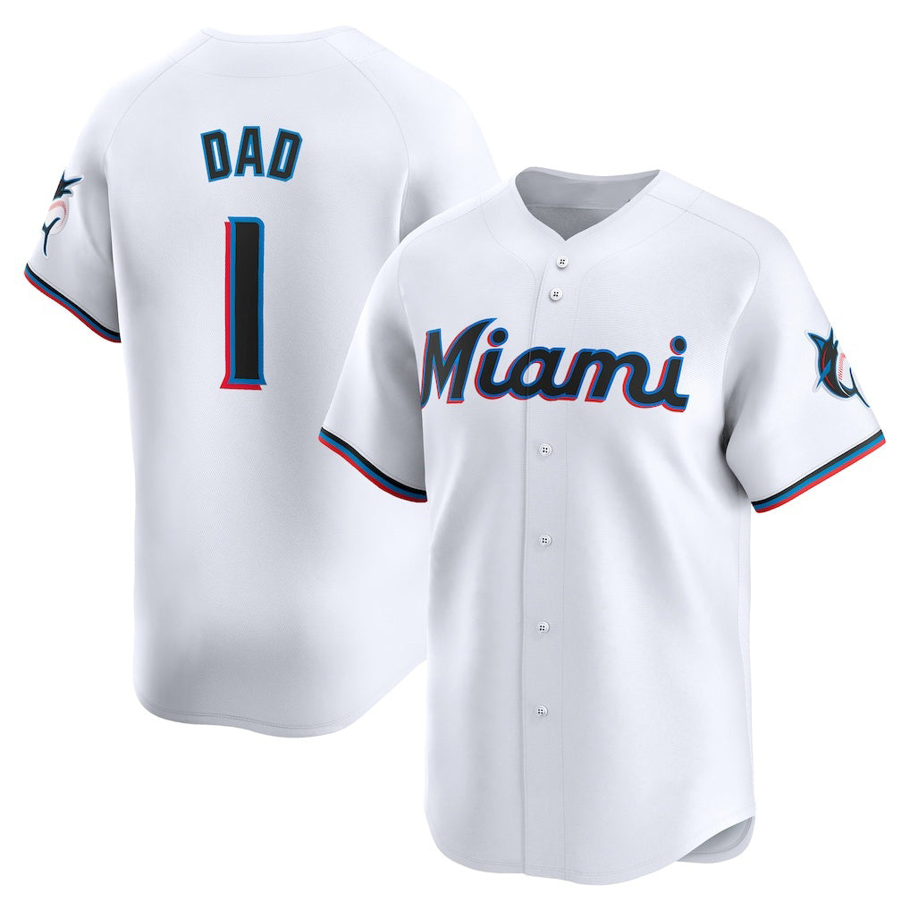 Miami Marlins #1 Dad White MWATKINS Home Limited Jersey