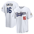 Los Angeles Dodgers #16 Will Smith White MWATKINS 2026 Gold Collection Stadium Jersey
