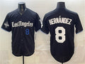 Los Angeles Dodgers #8 Enrique Hernandez Black MWATKINS 2025 World Series Champions Patch 'Gothic Edition' Vapor Premier Limited Stitched Jersey