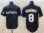 Los Angeles Dodgers #8 Enrique Hernandez Black MWATKINS 2025 World Series Champions Patch 'Gothic Edition' Vapor Premier Limited Stitched Jersey