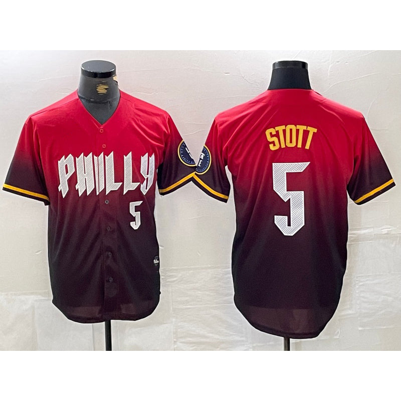 Philadelphia Phillies #5 Bryson Stott Red MWATKINS 2024 City Player Number Cool Base Jersey
