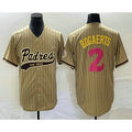 San Diego Padres #2 Xander Bogaerts Tan MWATKINS Pinstripe 2023 City Connect Cool Base Stitched Jersey