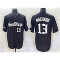 San Diego Padres #13 Manny Machado Black MWATKINS Gothic Edition Vapor Limited Stitched Jersey