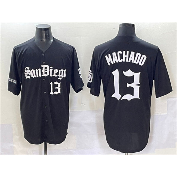 San Diego Padres #13 Manny Machado Black MWATKINS Gothic Edition Vapor Limited Stitched Jersey