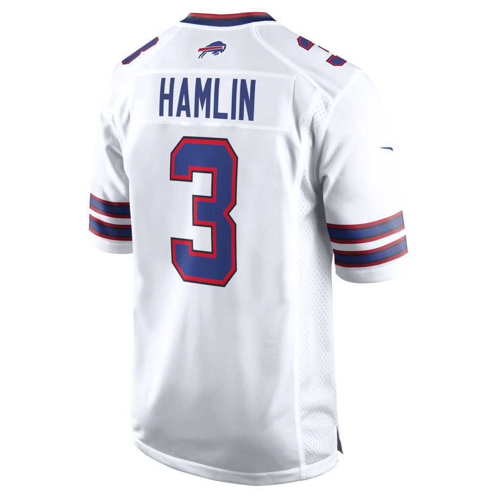 B.Bills #3 Damar Hamlin White MWATKINS Game Jersey