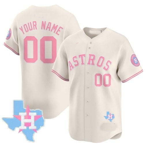Custom Houston Astros Bubblegum Cream MWATKINS Vapor Premier Limited Jersey ¨C All Stitched