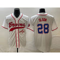 Atlanta Braves #28 Matt Olson White MWATKINS Cool Base With Patch Stitched Jersey