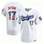Los Angeles Dodgers #17 Shohei Ohtani White MWATKINS USA 250 Fourth of July Limited Stitched Jersey