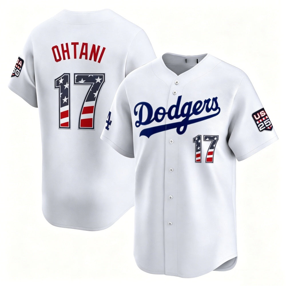Los Angeles Dodgers #17 Shohei Ohtani White MWATKINS USA 250 Fourth of July Limited Stitched Jersey