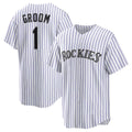 Colorado Rockies #1 Groom White MWATKINS Home Replica Jersey