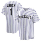 Colorado Rockies #1 Groom White MWATKINS Home Replica Jersey