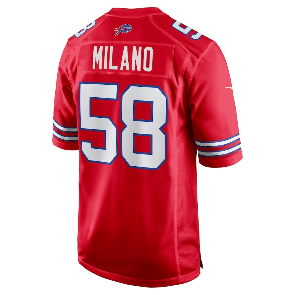 B.Bills #58 Matt Milano Red MWATKINS Alternate Game Jersey
