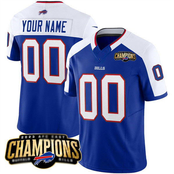 Custom B.Bills Active Player Blue White MWATKINS 2023 F.U.S.E. AFC East Champions Ptach Stitched Jersey