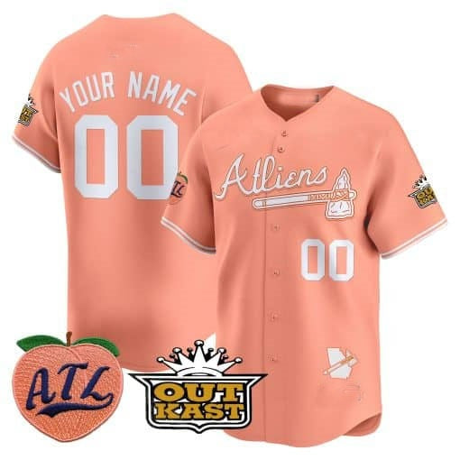 Custom Atlanta Braves Atliens & Peach Vapor Premier Limited Jersey ¨C All Stitched-Peach MWATKINS