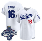 Los Angeles Dodgers #16 Will Smith White MWATKINS 2025 Champions Stitched Jersey