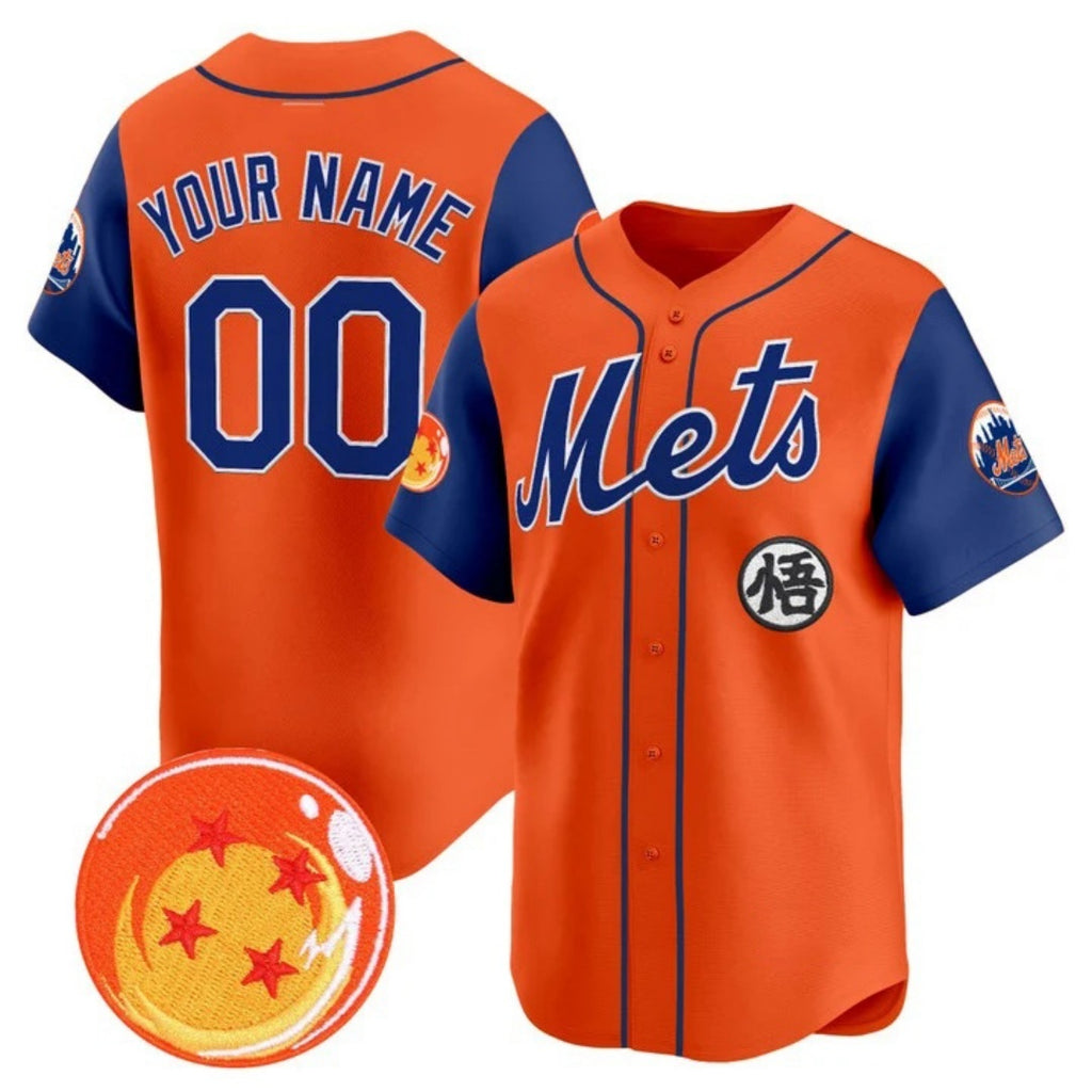 Custom New York Mets x Dragon Ball Royal Orange MWATKINS Vapor Premier Limited Jersey - All Stitched