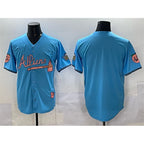 Atlanta Braves Blank Blue MWATKINS 2024 Atliens & Peach With Outkast Patch Vapor Limited Stitched Jersey