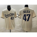 Minnesota Twins #47 Edouard Julien Number Cream MWATKINS Cool Base Stitched Jersey